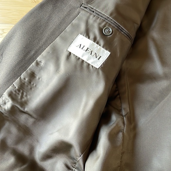 ALFANI Macy's Men's Store 2 Piece 100% Wool Suit 42L Dkbrown 3 Button - Picture 9 of 15